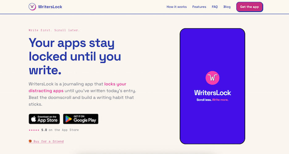 startuptile WritersLock-Journaling app that locks your distracting apps.