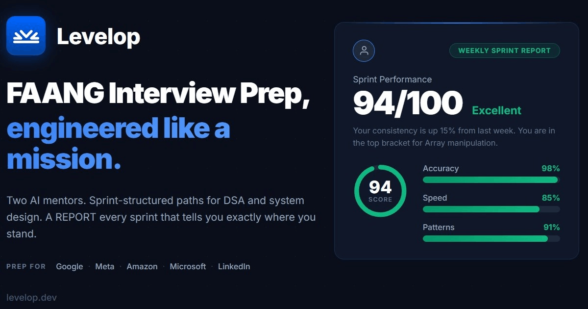 startuptile Levelop-MAANG level interview prep,
built for working engineers.