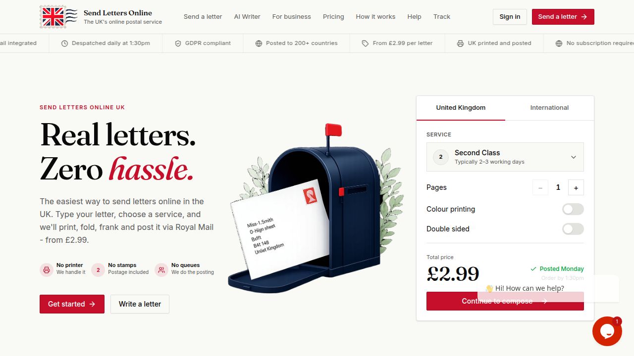 startuptile Send Letters Online-Send letters online from anywhere in the UK. We print, fold, frank and post.