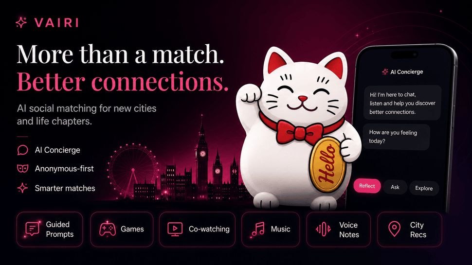 startuptile Vairi-AI-Led Friendship Matching, Not Dating.