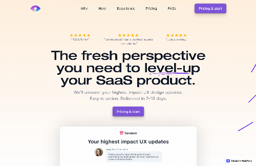 startuptile HIUX Product Design Audit-The fresh perspective you need to level-up your SaaS product