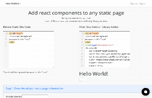 startuptile Paste react components into any website-