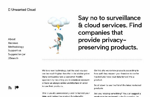 startuptile Unwanted Cloud – Privacy-focused product reviews-