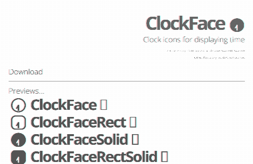 startuptile ClockFace – an icon font family for displaying time-