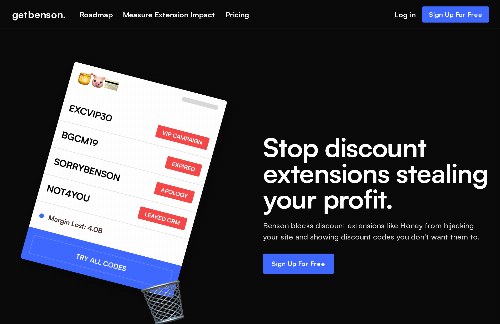 startuptile getBenson.com-Stop discount extensions stealing your profit. Benson blocks