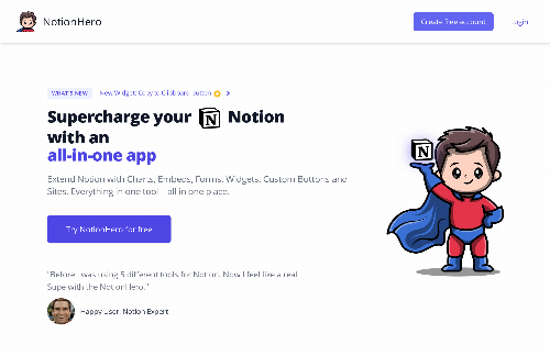 startuptile NotionHero-NotionHero is all-in-one app for Notion superpowers