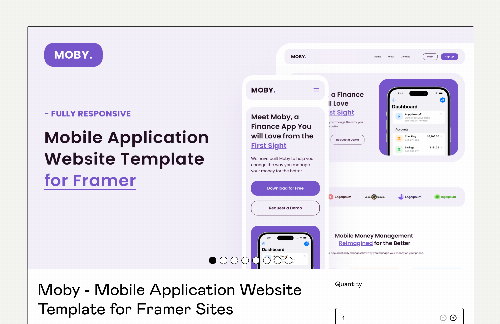 startuptile Moby-SaaS mobile application website template for Framer Sites.