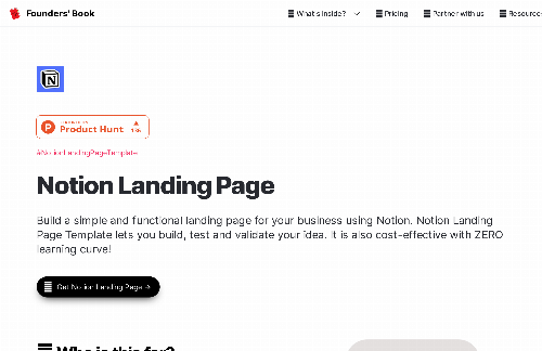 startuptile Notion Landing Page-Build a simple and functional landing page using Notion