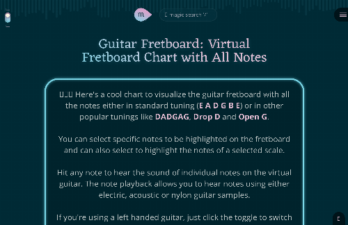 startuptile Virtual guitar fretboard with different tuning options-