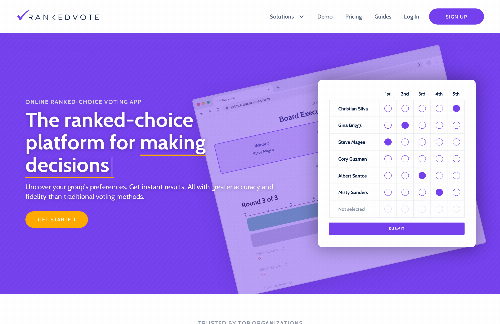 startuptile RankedVote – SurveyMonkey but focused on ranked-choice voting-