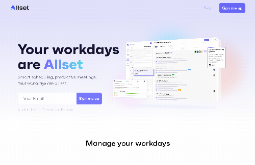 startuptile Allset.app-Smart scheduling productive meetings. Your workdays are all set