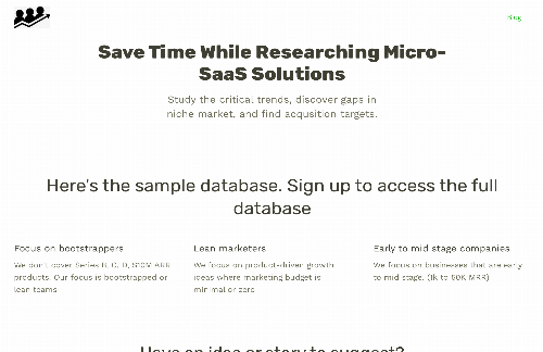 startuptile Micro Saas database-Database of micro saas that are doing 1000+ MRR