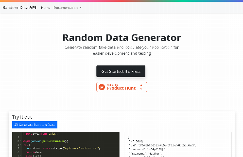 startuptile Random Data API-Generate random fake data and populate your application for 