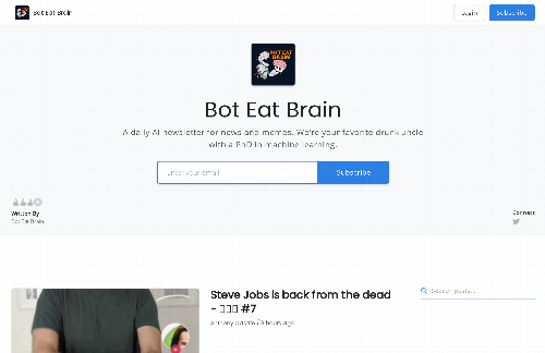 startuptile Bot Eat Brain-A daily newsletter for ai news and memes.