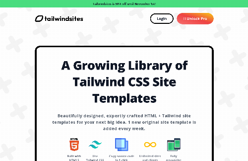 startuptile A app that generates a Tailwinds CSS site template once a week-