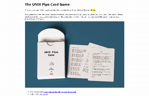 startuptile The Unix Pipe Card Game – teach kids basic Unix commands-