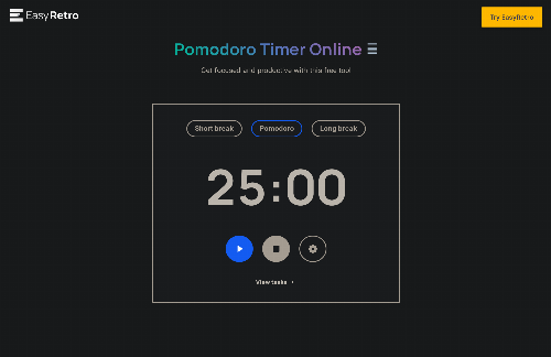 startuptile Pomodoro Timer Online-Focus and be more productive at work with a simple tool