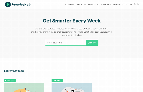 startuptile FoundrsHub-Curated weekly newsletter about startups marketing & more.