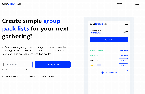 startuptile whobrings.com-Group pack lists packing tool