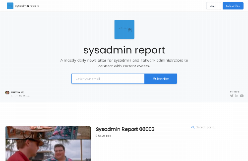 startuptile sysamin report-A mostly daily newsletter for sysadmin and network admin.