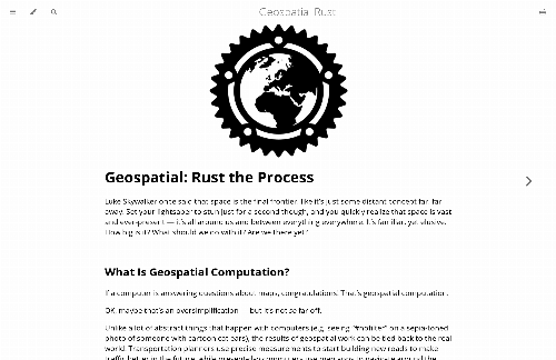 startuptile A book introducing Geospatial and Rust-