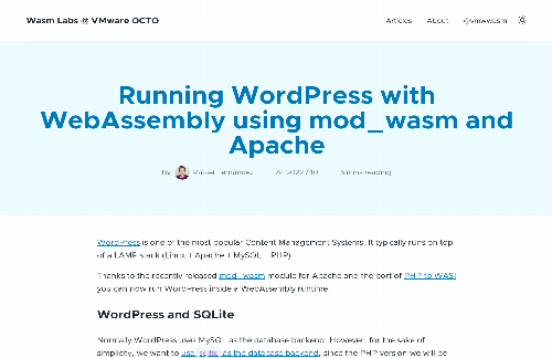 startuptile Running WordPress with WebAssembly using mod_WASM and Apache-