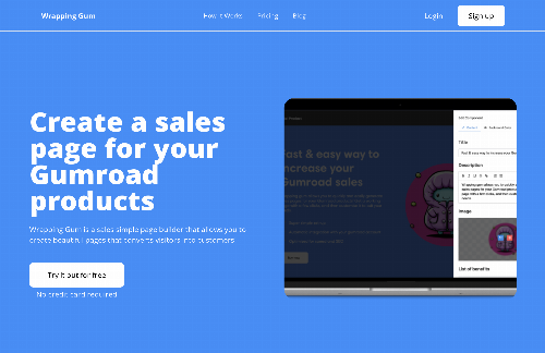 startuptile I made a builder that lets you create a sales page for Gumroad products-