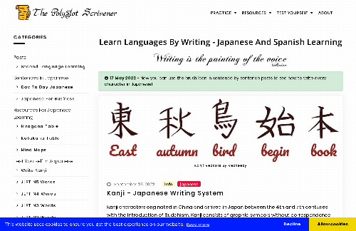 startuptile The Polyglot Scrivener-Learn languages by writing. Japanese (mainly) & Spanish