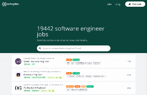 startuptile I have collected/parsed 19,442 software engineer jobs-