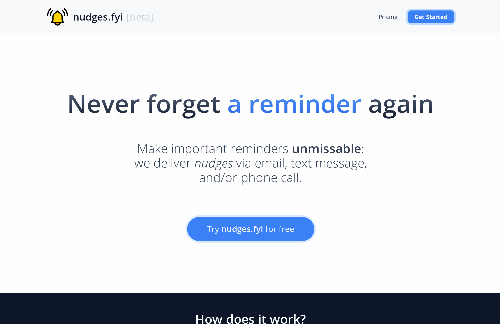 startuptile Nudges.fyi – simple, unmissable reminders via phone/text/email-