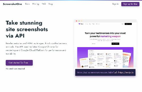 startuptile ScreenshotOne: The best screenshot API-A screenshot API that renders HTML or websites to images. 