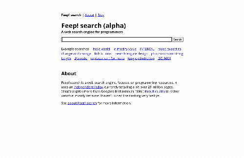 startuptile Feep! search, an independent search engine for programmers-