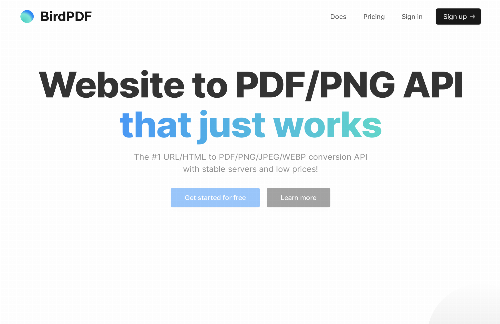 startuptile BirdPDF-Simple URL to PDF/PNG conversion API with many features!