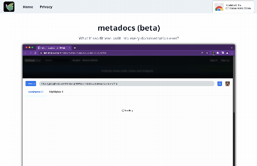 startuptile Metadocs, kinda like Reddit, but built into every documentation ever-