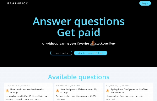 startuptile Brainpick.co.uk – Earn money by answering StackOverflow questions-
