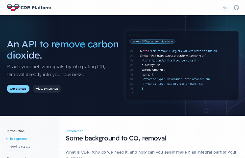startuptile CDR Platform-Carbon dioxide removal API