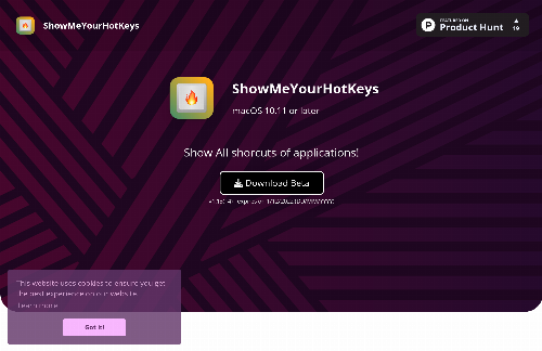 startuptile ShowMeYourHotKeys – A macOS app to show applications menu shortcuts-