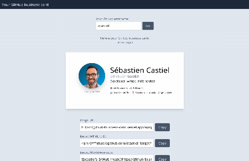 startuptile A GitHub business card generator-