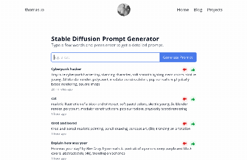 startuptile Generate prompts for Stable Diffusion using GPT3-