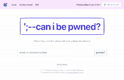 startuptile Check if your email will be in a future data breach-