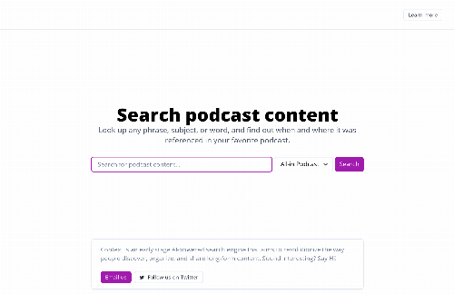 startuptile Full-text search for podcast audio-