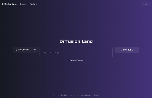 startuptile Diffusion Land, create images with AI and compose complex prompts-
