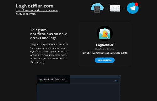startuptile Log Notifier for Telegram-Get Telegram notifications for new log events on your server