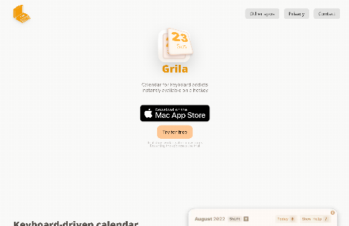 startuptile Grila – Calendar for keyboard addicts, always one keypress away-