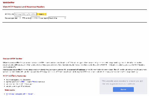 startuptile WebSniffer-WebSniffer can view HTTP response headers of a website.