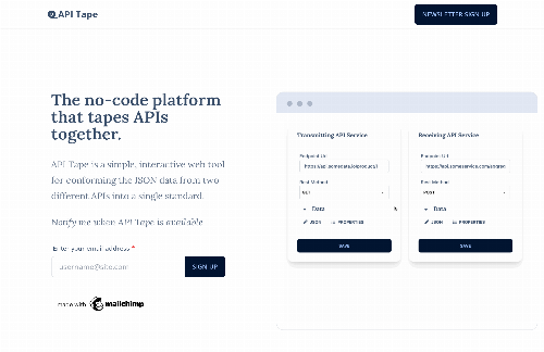 startuptile API Tape-The no-code platform that tapes APIs together.