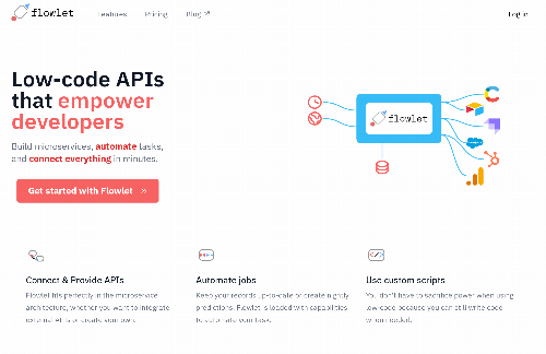 startuptile Flowlet.app-A low-code platform for connecting and providing APIs.