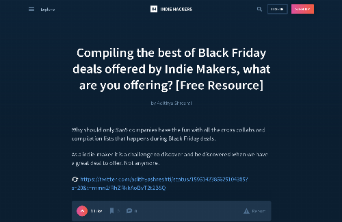 startuptile Compiling this free list of products offered by Indie-Makers for BFCM-