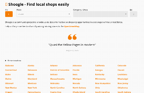startuptile Shoogle – FOSS high-performant Yellow Pages for shops based on OSM data-