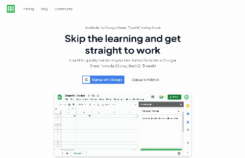 startuptile Use AI to transform my text instructions into a Google Sheet formula-